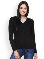 Cayman Women Black Self-Design Cardigan