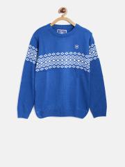 612 league Boys Blue Self-Design Sweater