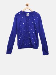 612 league Girls Blue Beaded Cardigan