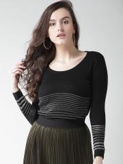 Species Women Black Striped Sweater