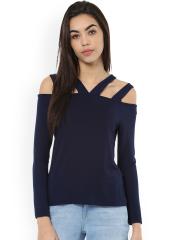 Harpa Women Navy Blue Solid Top