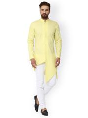 See Designs Men Yellow Solid Straight Kurta