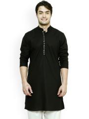 See Designs Men Black Solid Straight Kurta