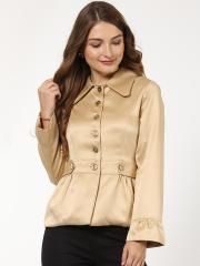 SASSAFRAS Women Beige Solid Tailored Jacket