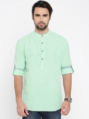 British Club Men Green Solid Straight Kurta