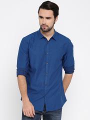 British Club Men Blue Slim Fit Self-Design Casual Shirt