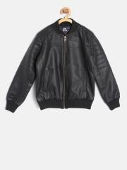 Flying Machine Boys Black Solid Bomber Jacket