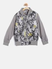 Flying Machine Boys Grey Printed Bomber Jacket