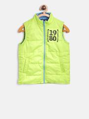 Flying Machine Boys Green Solid Puffer Jacket