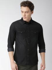 Celio Men Black Slim Fit Solid Casual Shirt