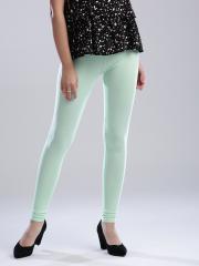 W Women Mint Green Solid Churidar Length Leggings