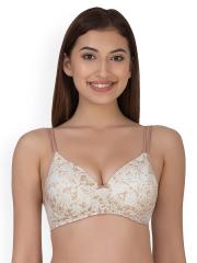 Clovia Printed Padded Non-Wired T-Shirt Bra With Designer Straps