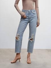 MANGO Women Blue Mildly Distressed Jeans