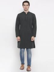 British Club Men Olive Green Solid Straight Kurta