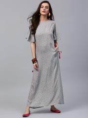 AKS Women Grey Printed Maxi Dress