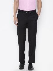 Arrow Men Black Smart Regular Fit Solid Formal Trousers