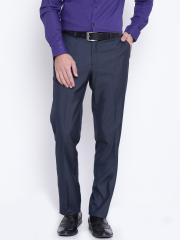 Blackberrys Men Navy Blue Solid Formal Trousers