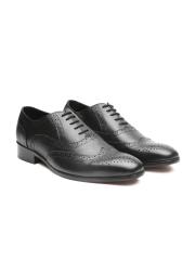 Carlton London Men Black Leather Formal Brogues