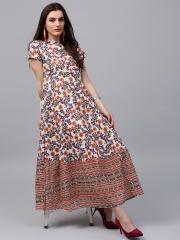 AKS Women Multicoloured Printed Maxi Dress