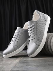 Mast & Harbour Men Grey And White Perforated Sneakers