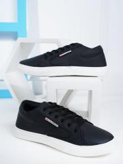 Mast & Harbour Men Black And White Contrast Sole Sneakers