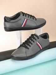 Mast & Harbour Men Grey And Red Striped Lightweight Sneakers