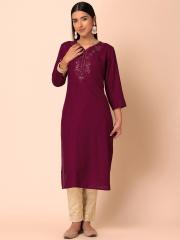 INDYA Embroidered Straight Kurtas