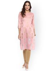 Ahalyaa Women Pink Printed Straight Kurta