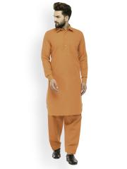 Jompers Men Orange Solid Kurta with Salwar