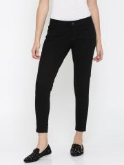 People Women Black Slim Fit Mid-Rise Clean Look Stretchable Jeans