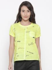 People Women Yellow Printed Top