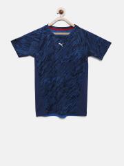 Puma Boys Blue Printed Round Neck T-shirt