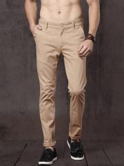 Roadster Time Travlr Men Beige Slim Fit Solid Chinos