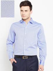 John Players Men Blue Slim Fit Self-Design Formal Shirt