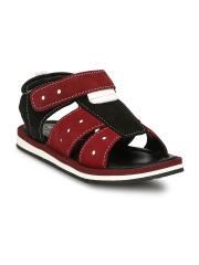 TUSKEY Boys Maroon Comfort Leather Sandals