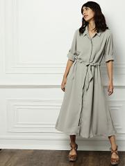 all about you Women Grey Solid Shirt Dress