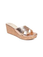 Carlton London Women Gold-Toned Solid Sandals