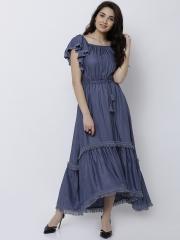 Tokyo Talkies Women Blue Solid Maxi Dress