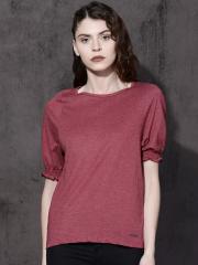 Roadster Women Maroon Solid Top