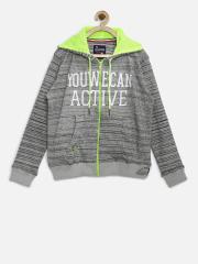 YWC Boys Grey Printed Hooded Sweatshirt