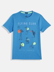 Indian Terrain Boys Blue Printed T-shirt