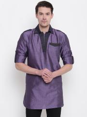 Manish Creations Men Purple Solid Pathani Kurta