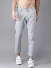 Moda Rapido Men Grey Slim Fit Solid Cropped Chinos