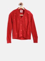 612 Ivy League Girls Red Solid Cardigan