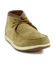 Woodland Men Brown Suede Mid-Top Sneakers