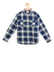 Allen Solly Junior Boys Blue & White Regular Fit Checked Casual Shirt