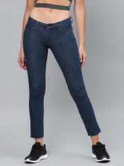 HRX by Hrithik Roshan Women Blue Skinny Fit Mid-Rise Clean Look Stretchable Jeans