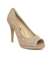 Carlton London Women Beige Embellished Peep Toes