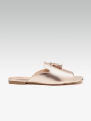 Carlton London Women Rose Gold-Toned Solid Open Toe Flats