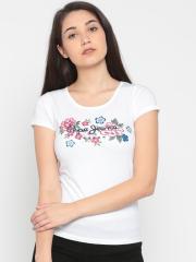 Pepe Jeans Women White Printed T-shirt